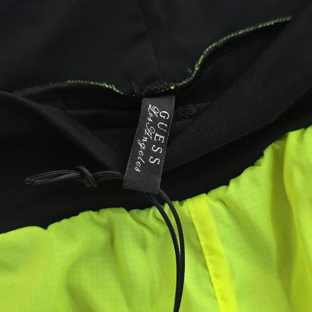 GUESS Black and Neon Yellow Athletic Stretchy Shorts
